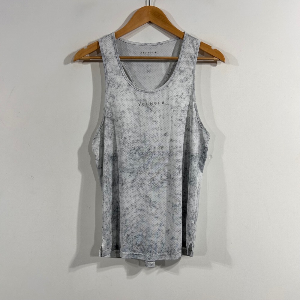 YoungLA Mens Streetwear Sporty Mesh Racerback Tank Top Athleisure Medium Retro